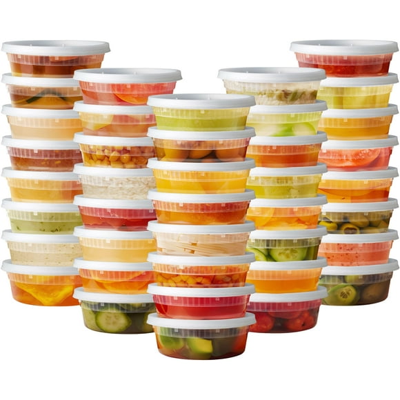 Pantry Value [8 oz. - 48 Count Plastic Food Storage Deli Containers with Lids, Disposable Soup Containers With Lids - Perfect for Storing Soups, Sauces, and Snacks