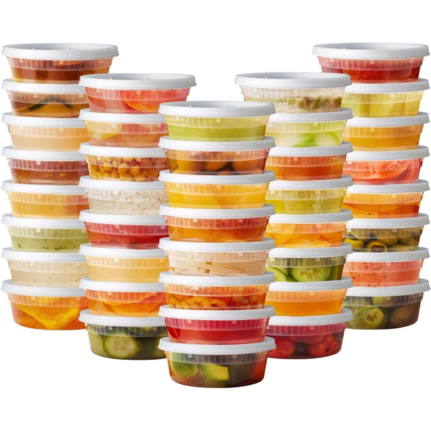 Recipientes de almacenamiento de alimentos Pantry Value, 8 onzas, 48 unidades, con tapas