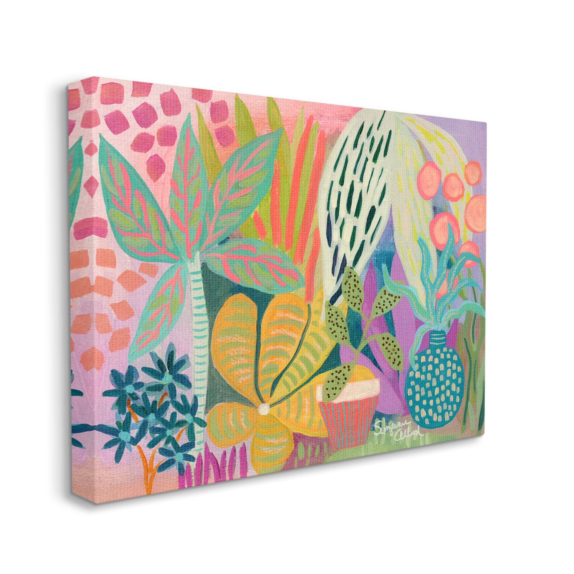 Stupell Industries Modern Plants Abstract Shapes Botanical & Floral Painting Gallery Wrapped Canvas Print Wall Art