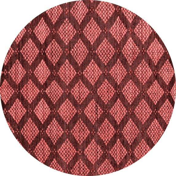Ahgly Company Indoor Round Abstract Red Modern Area Rugs, 3' Round