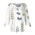 thumbnail image 4 of IROINNID Reduced Polyester Long Sleeve T Shirt for Women Daily Summer Slot Neck Print T-shirt Blouse,White, 4 of 5