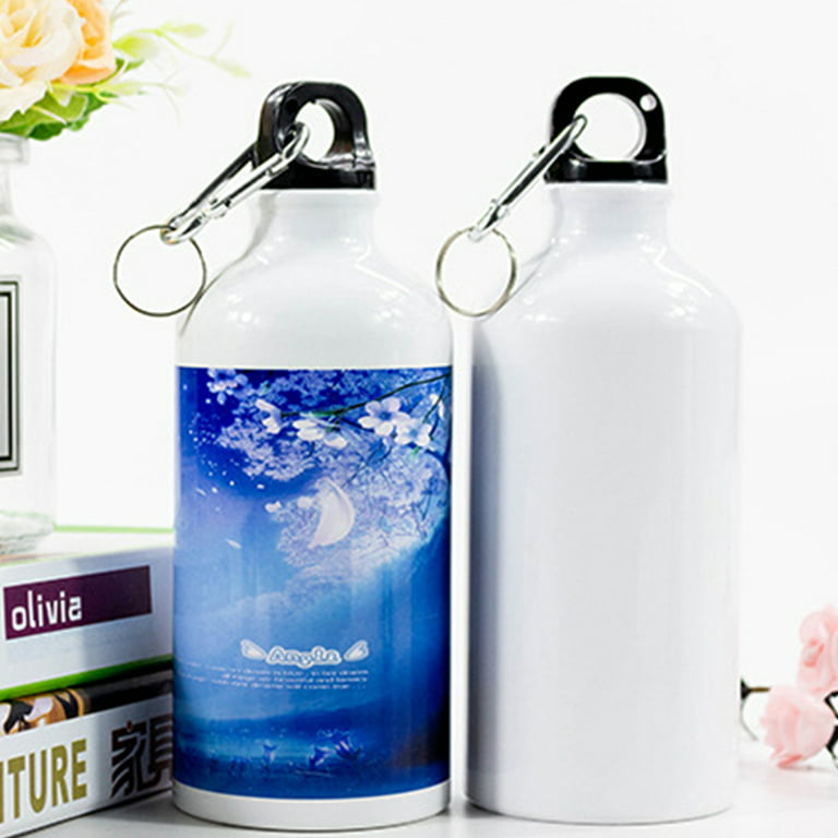 ✪ White Blank Sublimation Water Bottle with Carabiner Aluminum