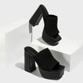 thumbnail image 6 of Mepaouo High Heels for Women Block Platform Slide Sandals Square Open Toe Knit Dressy Pumps, 6 of 8