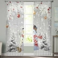 thumbnail image 3 of Grey Snowman Christmas Sheer Curtains 63 Inch Length 2 Panels Set, Semi Transparent Voile Rod Pocket Curtains for Living Dining Room Bedroom Drapes Snowflake Tree Balls Xmas, 3 of 8