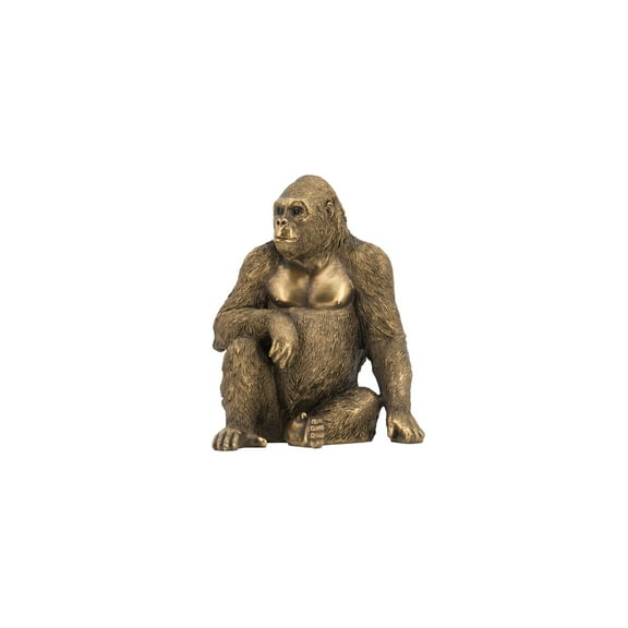 Gorilla Statue - Copper Finish FigurineModern Animal Decor Accent for Shelves & Tables