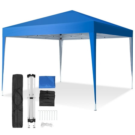 Naipo Canopy Tent 10x10 FT Instant Tent Pop Up- Portable Waterproof Outdoor Canopy with Carry Bag  4 Removable Sidewalls & UV Protection for Camping Gazebo Shelter  Beach  Party  Garden (Blue)
