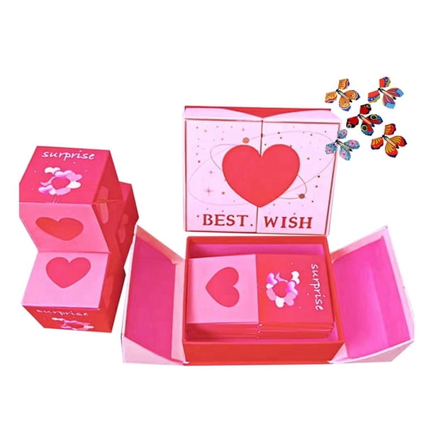 Juego de Caja de Regalo Sorpresa de Moda Bolsa de Regalo Personalizada Regalo de Cumpleaños Regalo de San Valentín Sobre Rojo Que Rebota A