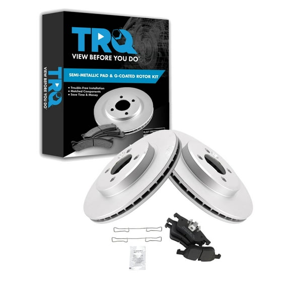TRQ Front Brake Pad & Rotor Kit Brake Pads Brake Rotor Semi-Metallic Premium G-Coated Fits Select 2002-2006 Mini Cooper