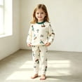 thumbnail image 5 of Amidoa Girls 2 Piece Outfits Fall Winter Clothes Soft Print Long Sleeves Top and Casual Pants Kids Clothing Sets Green Size 6 Years, 5 of 7