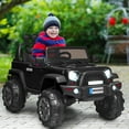 thumbnail image 3 of Costway 12V Kids Ride On Truck RC Car w/ LED Lights Music Trunk Black, 3 of 10