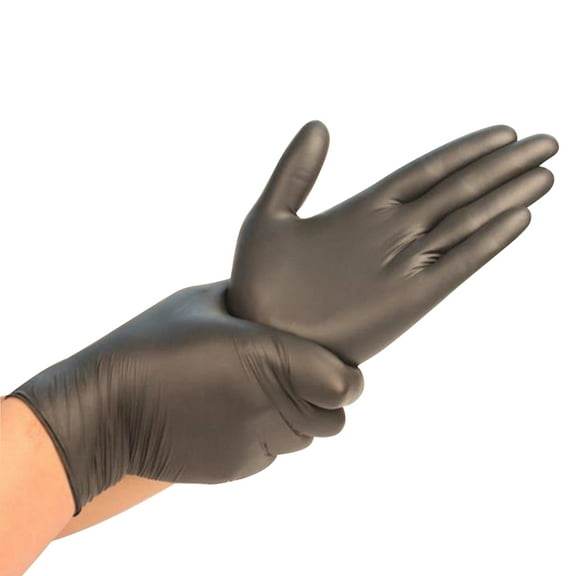 Synguard 6018138 Nitrile Disposable Powder Free Gloves, Medium - Black