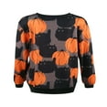 thumbnail image 3 of Women‘s Knitting Halloween Fall Loose Elastic Party Pumpkin Cat Top, 3 of 6