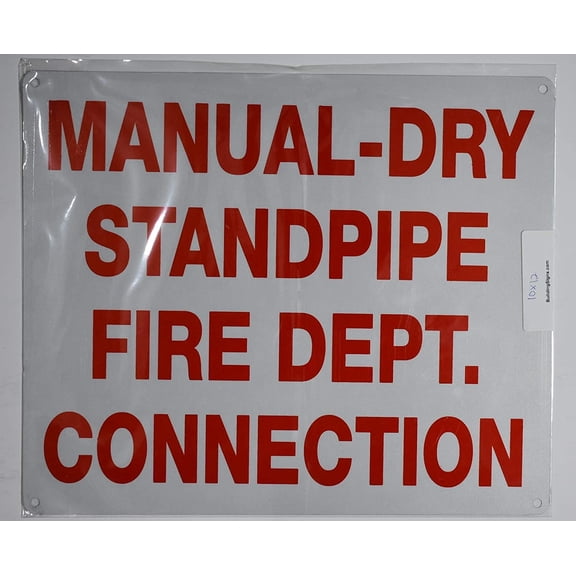 Manual Dry Standpipe Sign (White, Reflective, Aluminium 10x12)(ref-2022-4)