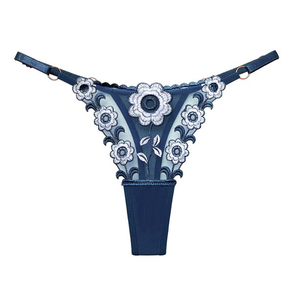 Tangas de malla con bordado floral, bragas con aros y bloques de color cautivadores, lencería y ropa interior femenina