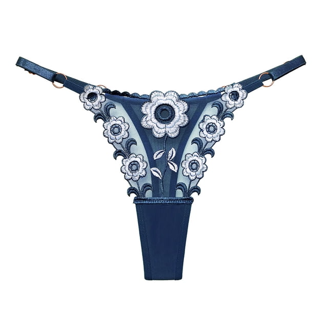 Tangas de malla con bordado floral, bragas con aros y bloques de color cautivadores, lencería y ropa interior femenina
