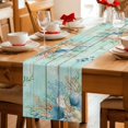 thumbnail image 5 of Teal Beach Coastal Cotton Linen Table Runner for Dining Kitchen, Summer Nautical Coral Shell Botanical Vintage Wedding Outdoor Party Tablerunners, Dresser Scarf Coffee Tablecloth Runners 13x90 Inches, 5 of 9