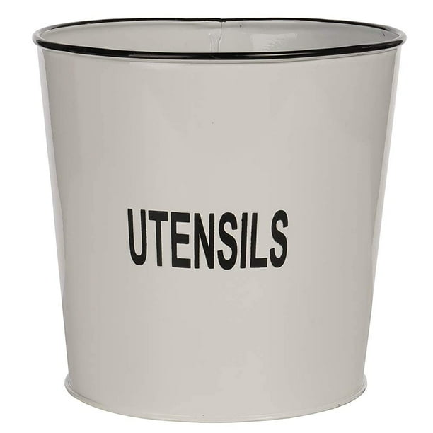 Home Essentials Utensil Holder White Enamel with Black Rim - Walmart