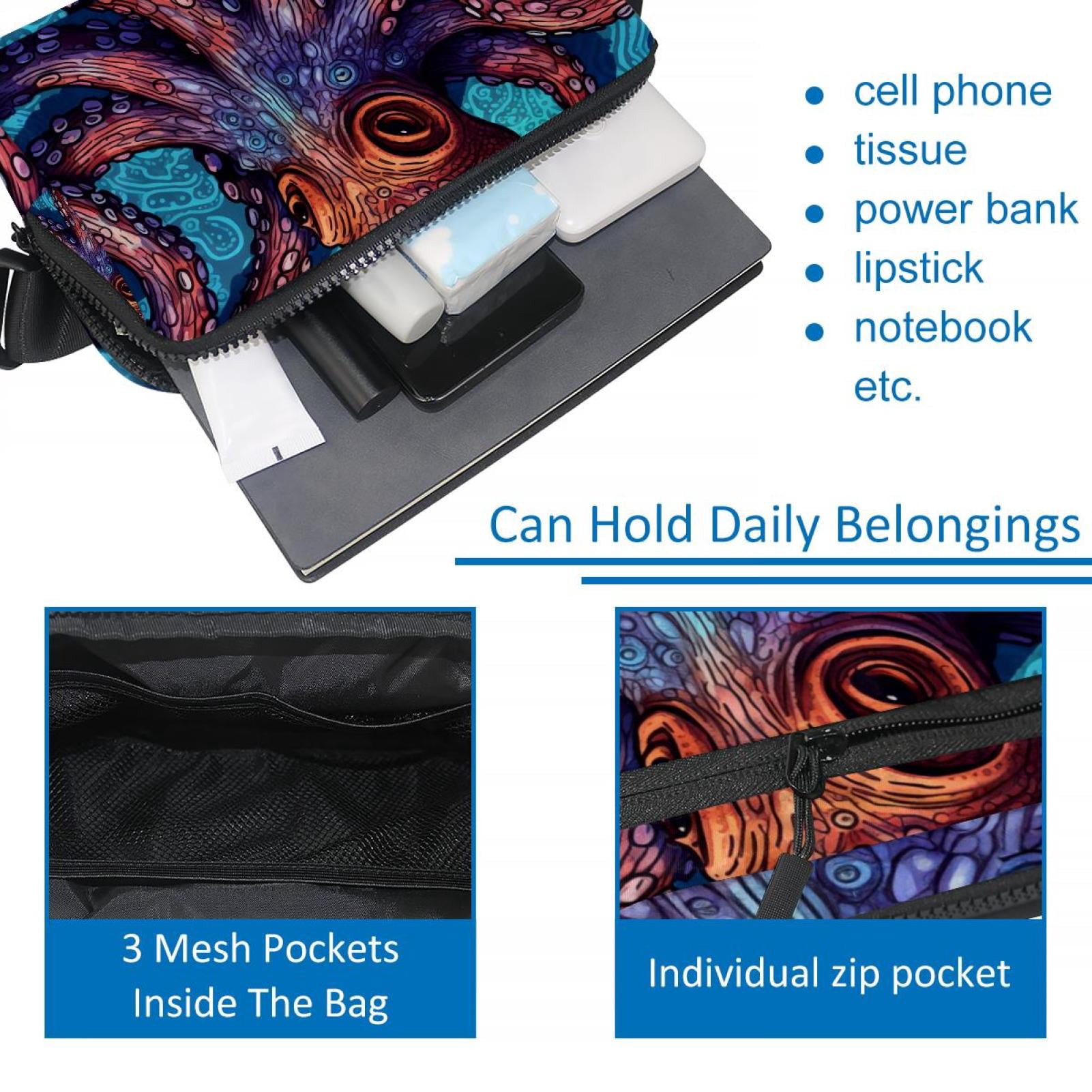 Octopus Lightweight Adjustable Fanny Pack with Extension Strap - Unisex Waist Packs Crossbody Bag