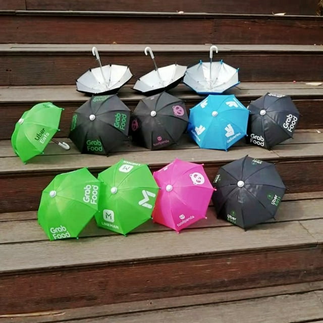 Impreso Biker Paraguas Pequeño Repartidor Mini Parasol Para Teléfono Celular