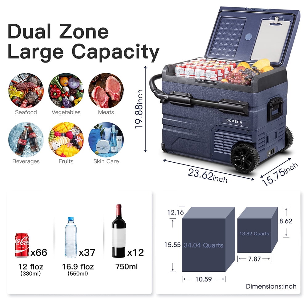 BODEGAcooler Portable Refrigerator Freezer 85qt/80L Dual Zone