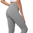 thumbnail image 5 of hlysgo Leggings Yoga Pant for Women No Front Seam Capri High Elastic Waist Trousers Workout Gym Pant Gray,L, 5 of 5