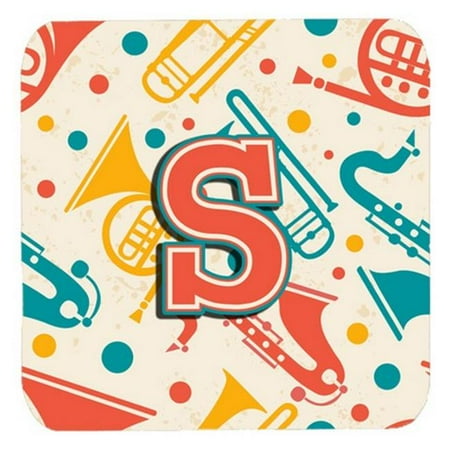 

Carolines Treasures CJ2001-SFC Letter S Retro Teal Orange Musical Instruments Initial Foam Coasters- Set Of 4