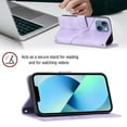 thumbnail image 6 of Feishell for Apple iPhone 15 Plus 6.7 inch Wallet Case with Wrist Strap,Flip Cover with Embossed Pattern PU Leather Kickstand Credit Card Slots Magnetic Clasp Folio Purse Phone Case,Purple, 6 of 7