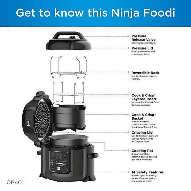 NINJA Foodi 8 qt. XL 12-in-1 Stainless Steel Electric Multicooker Air Fryer Pressure  Cooker (OS401) OS401 - The Home Depot