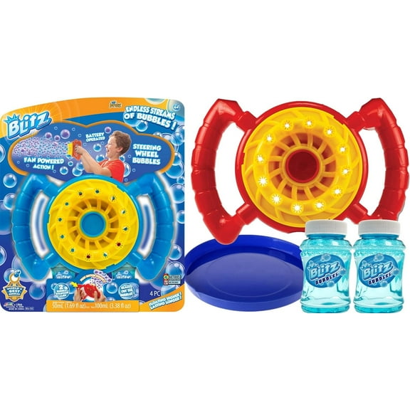 JA-RU Blitz Fan Bubble Wheel Blower w/ 2 Non Toxic Bubble Soap Solution 1 Pack Battery Operated Automatic Bubble Maker Machine. Kids Outdoor Handheld Portable Toys. Easter Basket Stuffers. 1566-1s