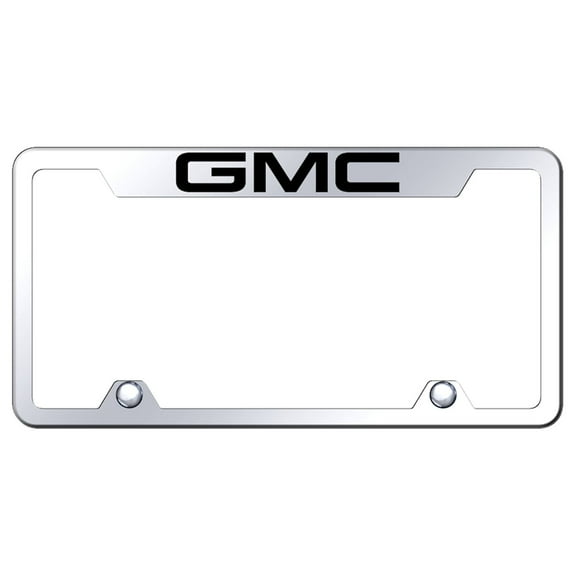 GMC Laser Etched Logo Stainless Steel Truck CutOut License Plate Frame (Chrome)