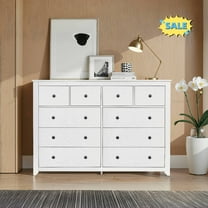 Tcbosik 10 Drawer Dresser for Bedroom, Modern Chest of Drawers, Clothes Storage Organizer for Closet, Hallway, Living Room, Antique White