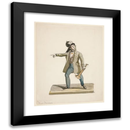 Nicolino Calyo 12x14 Black Modern Framed Museum Art Print Titled - The Head Fireman (ca. 1840)