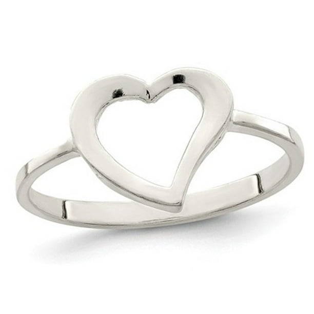 GEM AND HARMONY Sterling Polished Open Heart Promise Ring In Silver