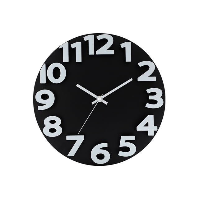 Reloj de pared Billuyoard 3D de 12 pulgadas silencioso punteros de metal digitales Decoración Negro 30*30*4.2 cm HA082694-02