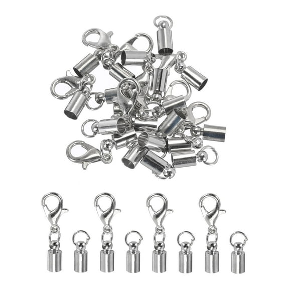 Uxcell 10Pcs Cord End Caps, 3.5mm End Caps Barrel Beads Kumihimo End Caps Iron for DIY Craft (Dark Silver)