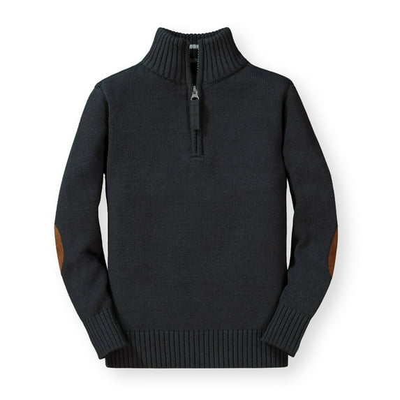 Hope & Henry Boys' Half Zip Pullover Sweater with Elbow Patches
