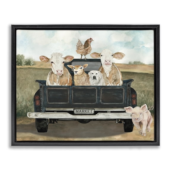 Stupell Industries Rustic Lodge Ready For A Farm Ride Black Floating Frame Canvas Art, 21 x 17, by Cindy Jacobs