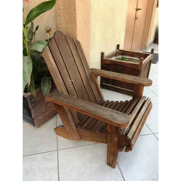 Best Redwood 36" Solid Wood Adirondack Chair in Mission Brown Stain