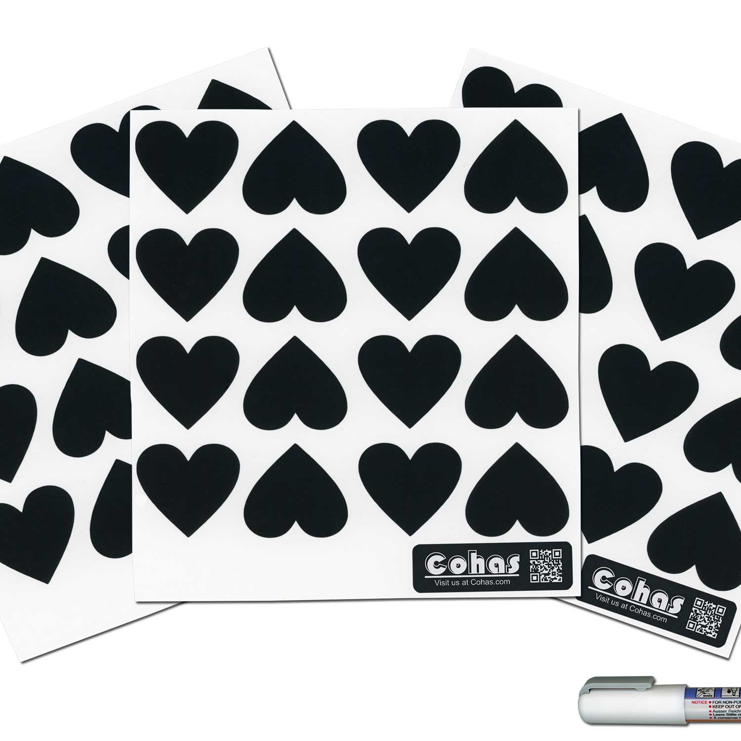 Cohas Heart Shape Chalkboard Labels, Fine Tip White Marker, 27