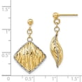 thumbnail image 2 of 14k and White Rhodium Polished And Sparkle-Cut Hollow Dangle Post Earrings Dangle Earring for Women, 2 of 2
