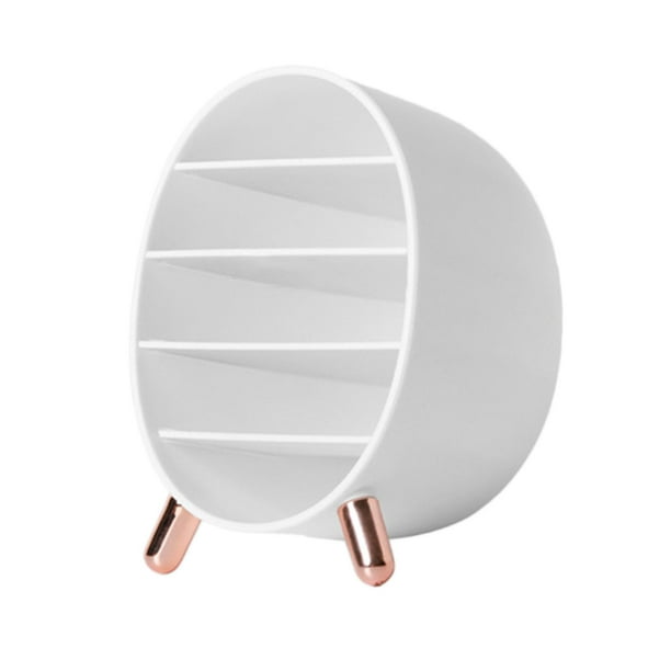 Organizador de maquillaje de 5 compartimentos con cajón para brochas y paletas. blanco