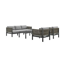 Mareike Aluminum and Rope Outdoor Sofa in Black and Dark Gray