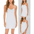 thumbnail image 2 of IROINNID Formal Dress for Women Wedding Guest Homecoming Party Trendy Solid V-neck Suspenders Sleeveless Night Dress,White, 2 of 6