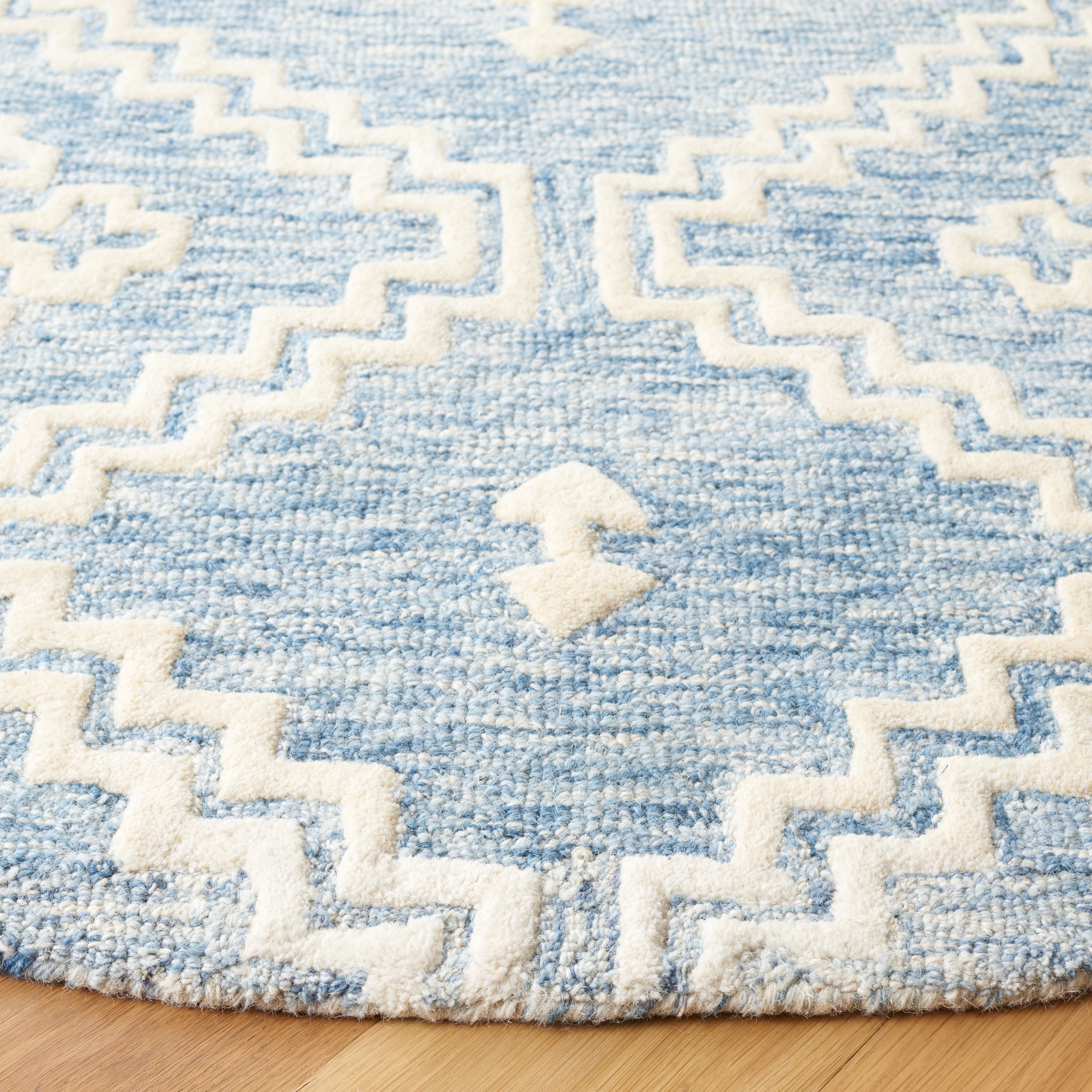 Safavieh Abstract Adolf Geometric Wool Area Rug, Blue/Ivory, 6' x 6' Round