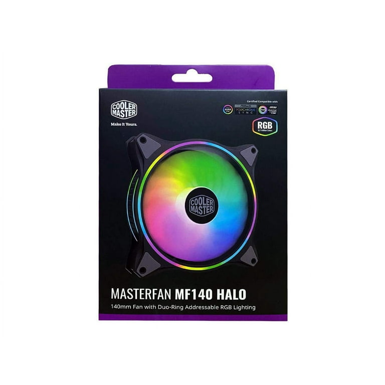 PCパーツ CoolerMaster MF140 ARGB pwm fan Amazon.com: Cooler Master MasterFan MF140 Halo Fan, Duo-Ring