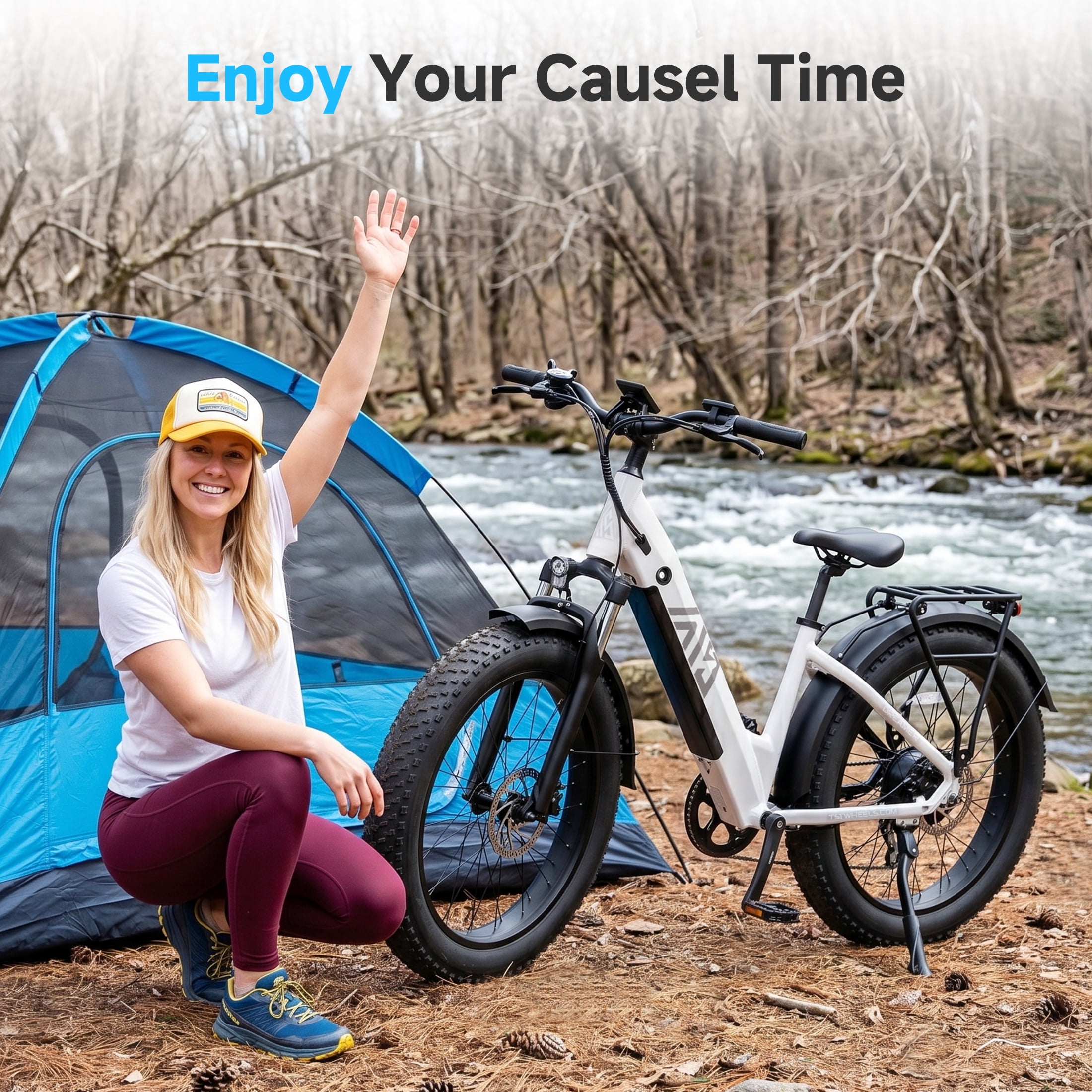 TST Electric Bike for Women, 750W E-Mountain Bike, 26" Fat Tire Electric Bike, 48V/15Ah Battery UL2849, 60Miles Long Range, 7-Speed Gear, 20mph Fast Ebike