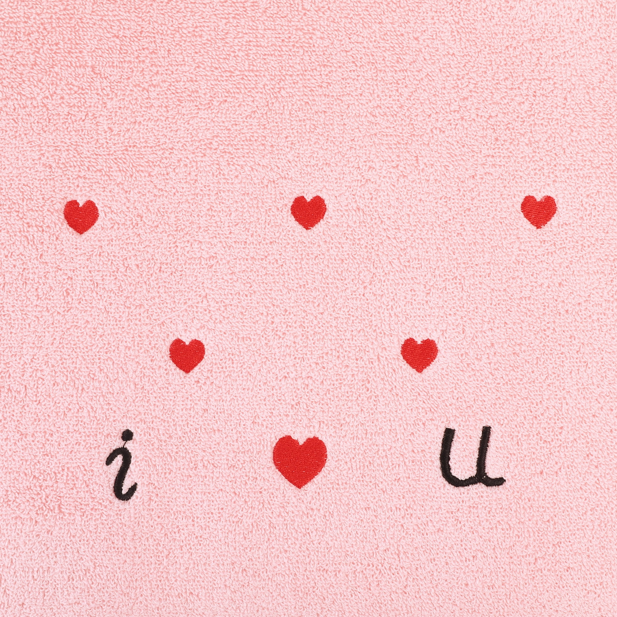 Unique Bargains 4 Pcs Letter Heart Pattern Hand Towels Pink/White 13" x 29"