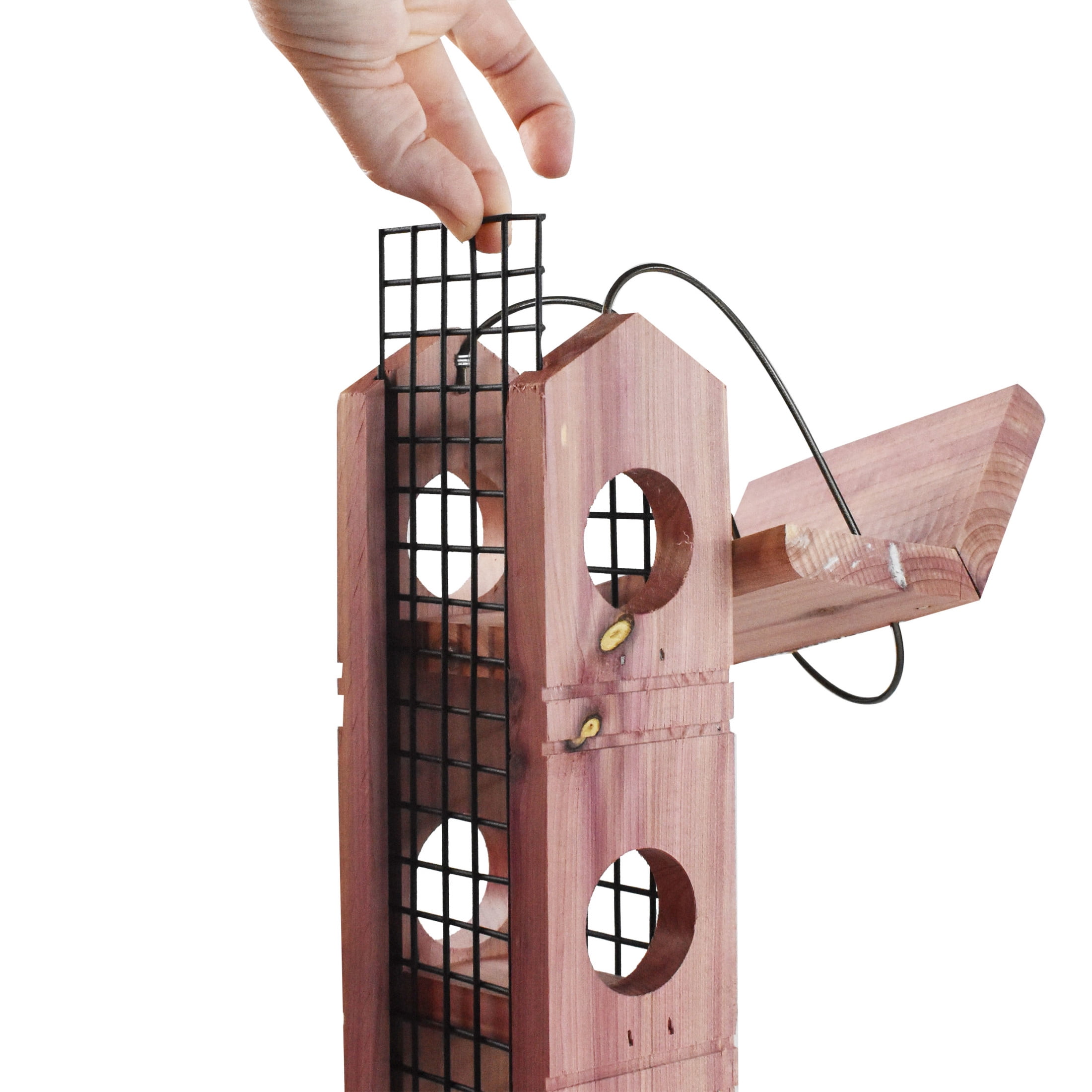 Pennington Red Cedar Wild Bird Suet Feeder, 4 Plug Capacity