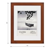 Gallery Solutions Flat Cherry Picture Frame Double White Mat Airfloat Tabletop Wall, Display 11 x 14 for 8 x 10 Photo 1-pack