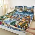 thumbnail image 3 of Manfei Kids Merry Xmas Bed Sheets 4 Pieces for Boys Girls, Cute Gingerbread House King Sheets, Christmas Tree Sheet Set, Lightweight Room Decor, 3 of 7
